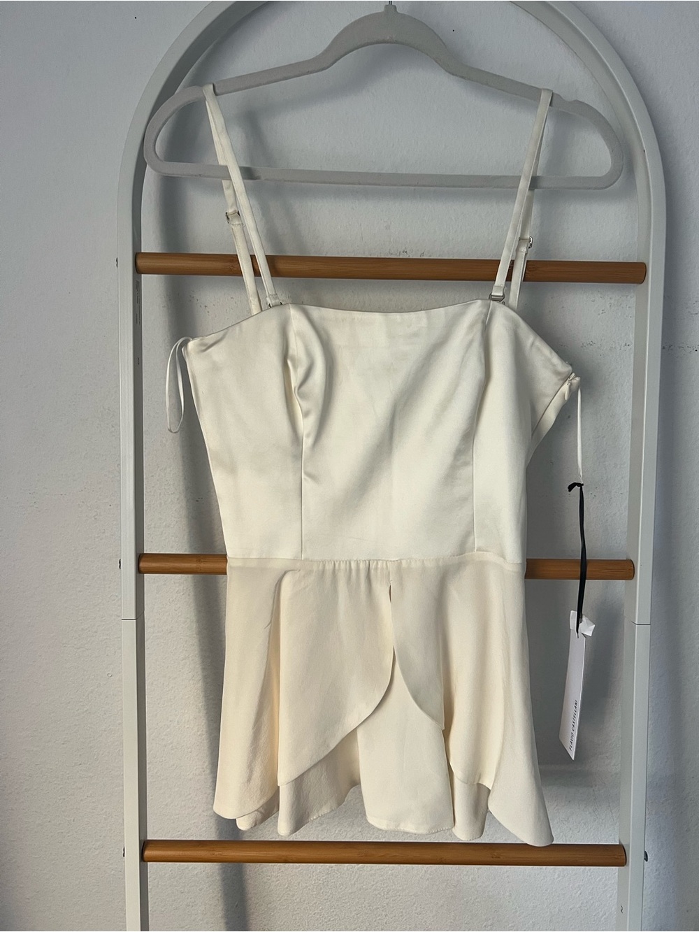 Flavio Castellani Cream Spaghetti-Strap Peplum top NWT Italian size 42